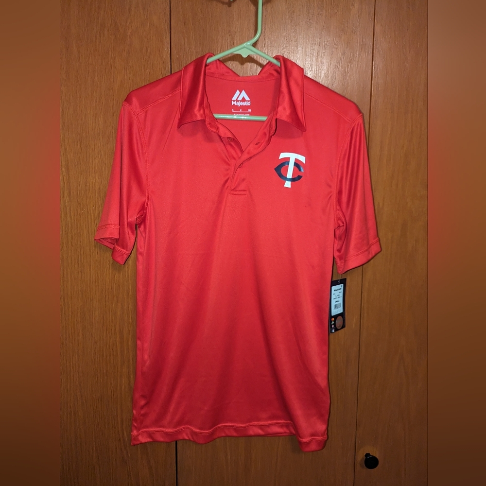 Bright Red Polo Shirt with Minnesota Twins Logo